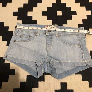 A light wash pair of shorts